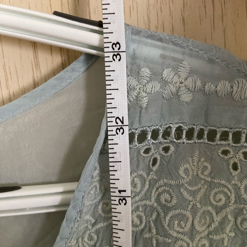 JOHNNY WAS Light Dusty Blue Embroidered Rayon Tunic 2X READ - Picture 8 of 10